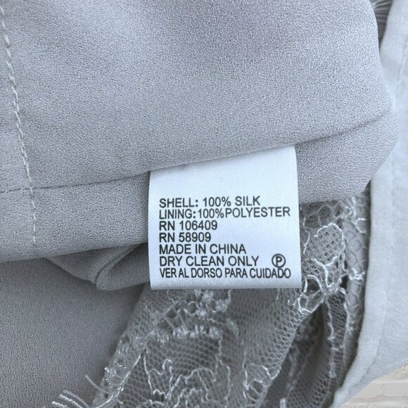 Antonio Melani Silk Top M Grey Lace Trim Sleeveless V-Neck Layered Blouse - Picture 10 of 11